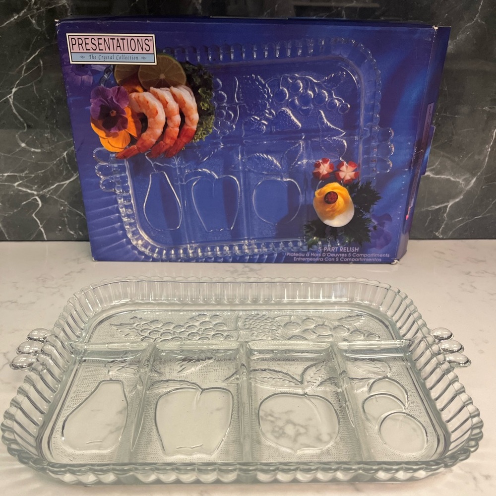 Indiana Glass Clear Divided Serving Tray